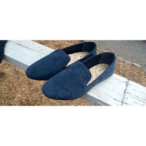 BIRDIES Starling Navy Blue Velvet Loafers 9.5W Comfy Flats